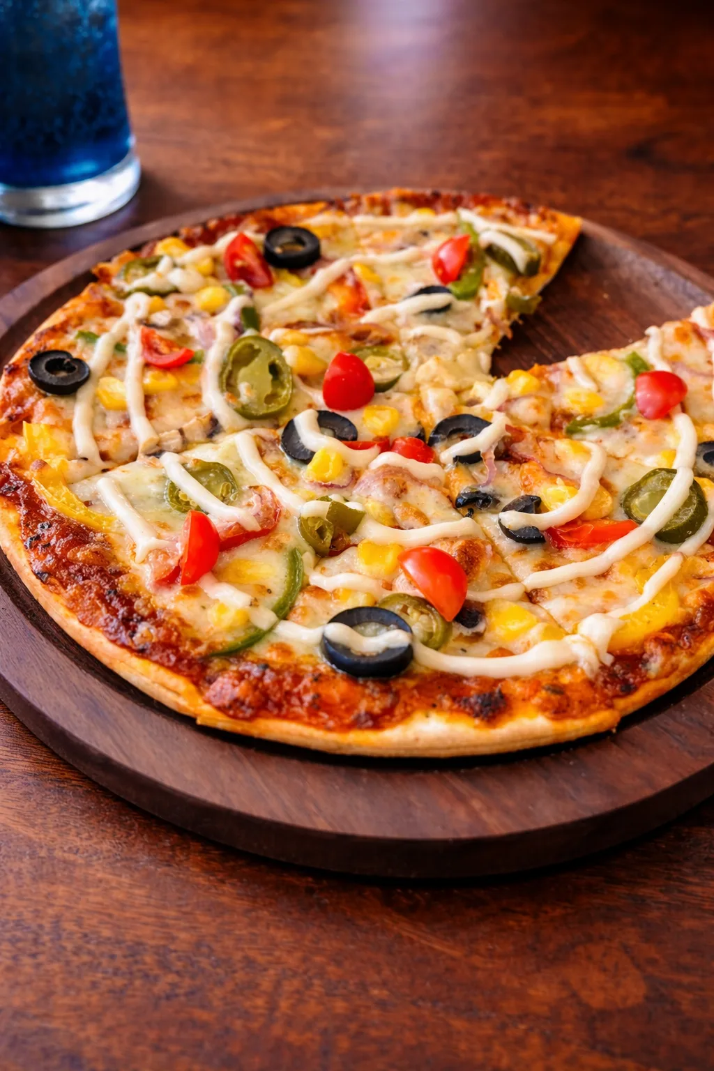 Chicken Tikka Pizza – Blu Turkey Cafe Delhi Chicken tikka pizza at Blu Turkey Cafe in Greater Kailash Delhi